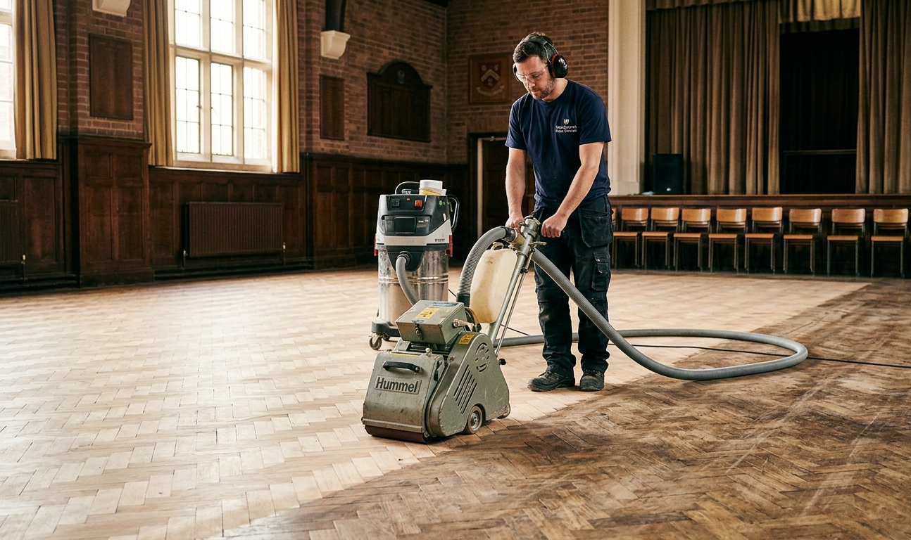 school-parquet-floor-restoration-wandsworth-sw18